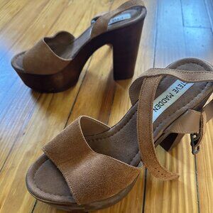 Steve Madden - Lulla Suede Leather Platform Heels - Chestnut Size EU 37 / US 6.5